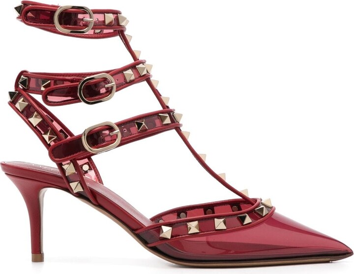 rockstud strappy pointed toe pump