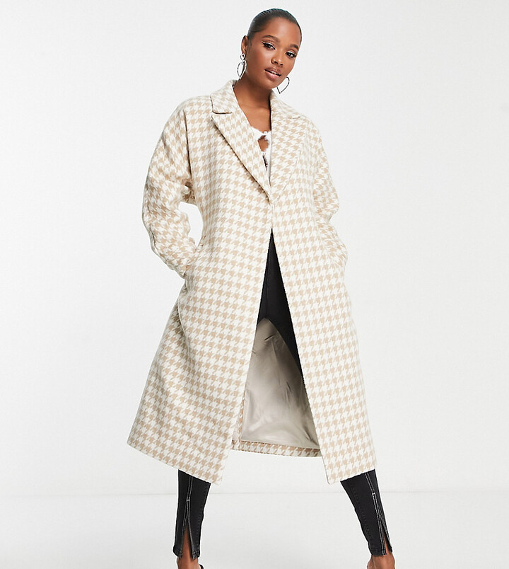 Forever New Petite formal wrap coat in herringbone check - ShopStyle