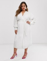 Thumbnail for your product : ASOS EDITION Curve sequin wrap midi dress