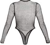 Thumbnail for your product : PrettyLittleThing Black Fishnet Lace Up Thong Bodysuit