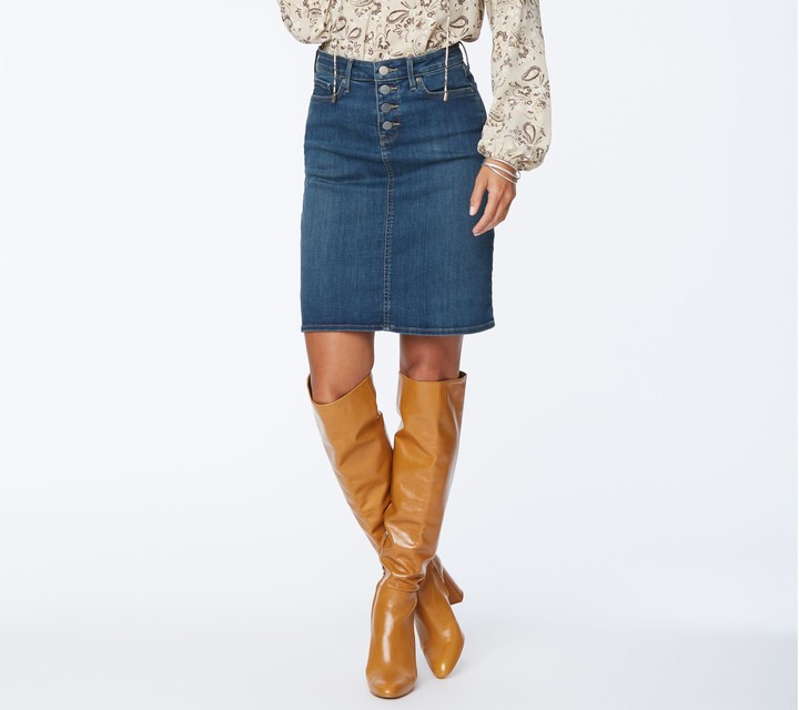 above the knee denim skirt