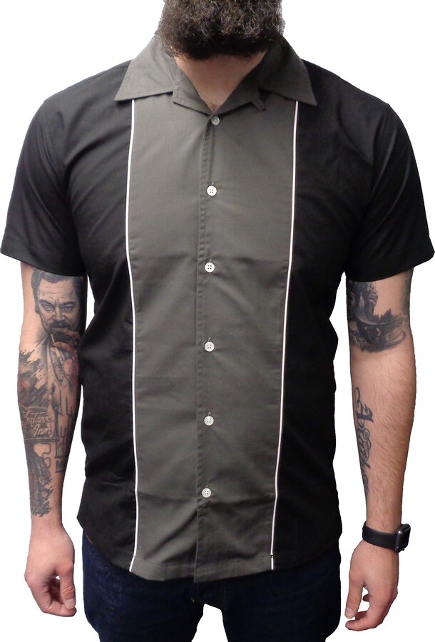 Relco Rockabilly Bowling Grey/Black Shirts Vintage/Retro Shirts