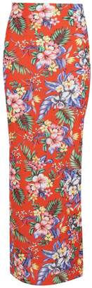 boohoo Tropical Print Basic Jersey Maxi Skirt