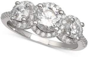 Giani Bernini Cubic Zirconia Three Stone Halo Ring in Sterling Silver, Created for Macy's