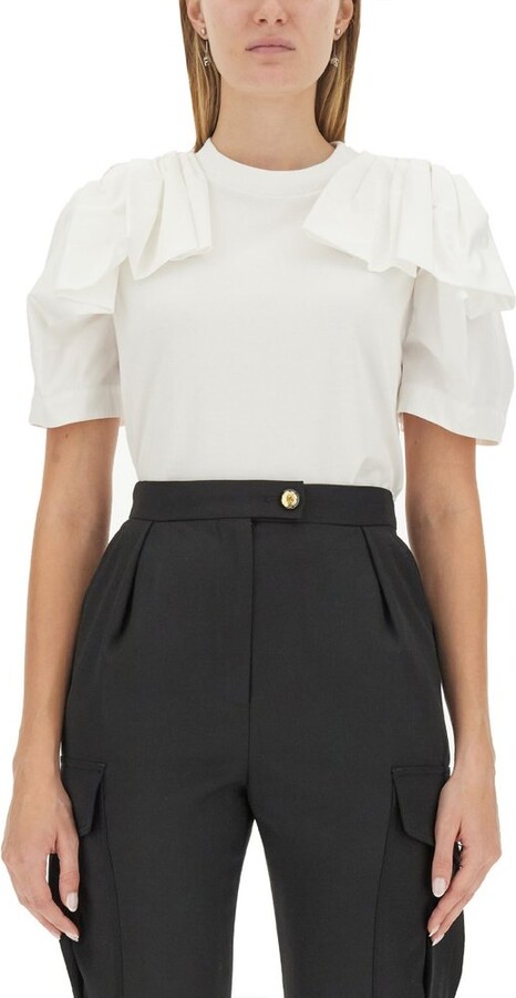 Alexander McQueen Short Sleeved Ruffled-Detail T-Shirt