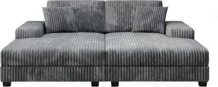 TIRAMISUBESTCorduroyFabricSectionalSofaConvertibleCombinationSofaModularDesignDoubleLoungeChairGray