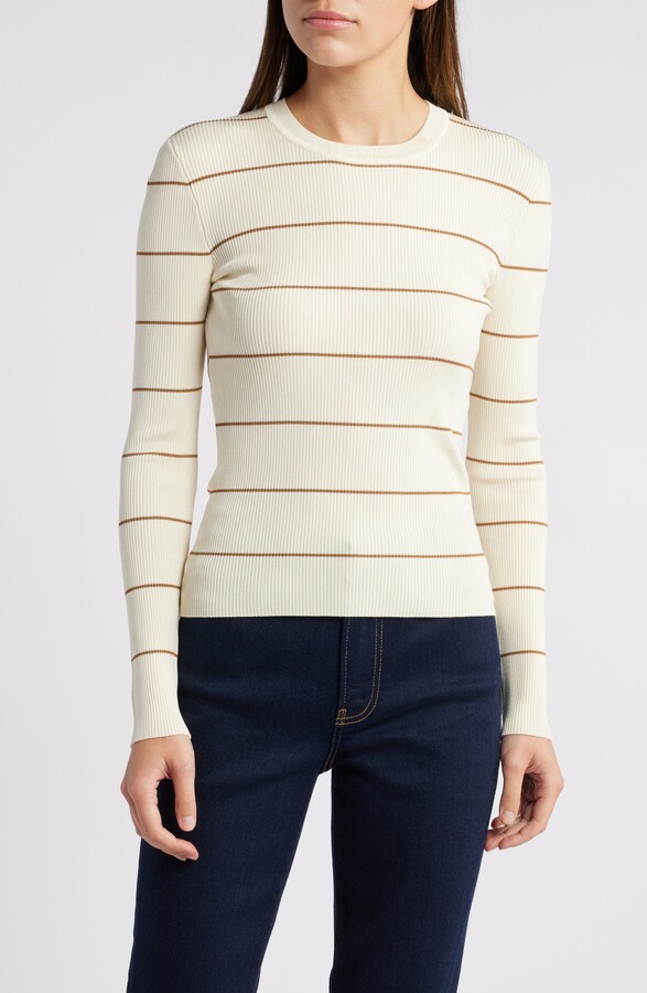 Frame Stripe Rib Long Sleeve Top