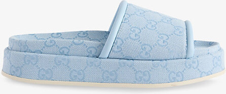 Womens Eden Light Blue Gg Platform Canvas Sandals Eur 39 / 6 Uk Women