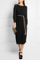 Thumbnail for your product : Saint Laurent Pleated Crepe Midi Dress - Black