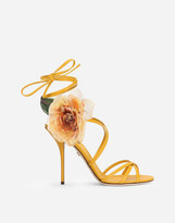 Thumbnail for your product : Dolce & Gabbana Nappa leather sandals with silk flower