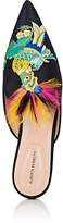 Thumbnail for your product : Alberta Ferretti Women's Bird-Embroidered Twill Mules