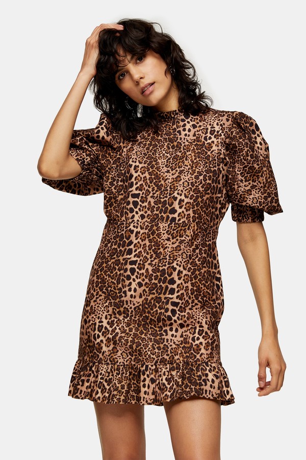 topshop pink leopard pinafore dress
