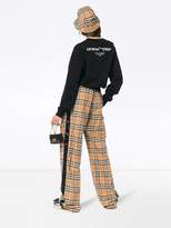 Thumbnail for your product : Off-White long sleeve cropped logo embroidered cotton sweatshirt