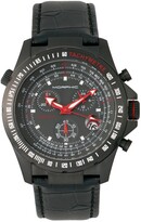 Thumbnail for your product : Morphic M36 Series, Black Case Black Leather Band Chronograph Watch, 44mm