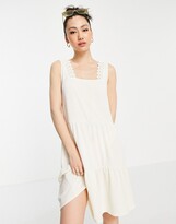 Thumbnail for your product : Vero Moda tiered lace trim mini dress in cream