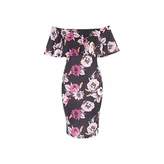 Thumbnail for your product : Jane Norman Floral Print Ruffle Bardot Dress