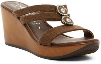 Italian Shoemakers Pave Crystal Embellished Wedge Sandal