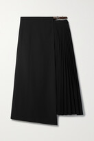 Thumbnail for your product : Tibi Belted Pleated Woven Wrap Skirt - Black