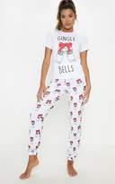 Thumbnail for your product : PrettyLittleThing Gin-gle Bells White Pj Set