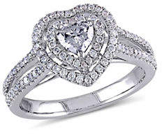 HBC CONCERTO 0.75CT Diamond 14K White Gold Halo Heart Engagement Ring