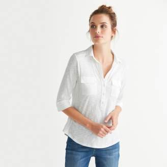 The White Company Cotton 3/4 Length Sleeve Shirt, White, 14