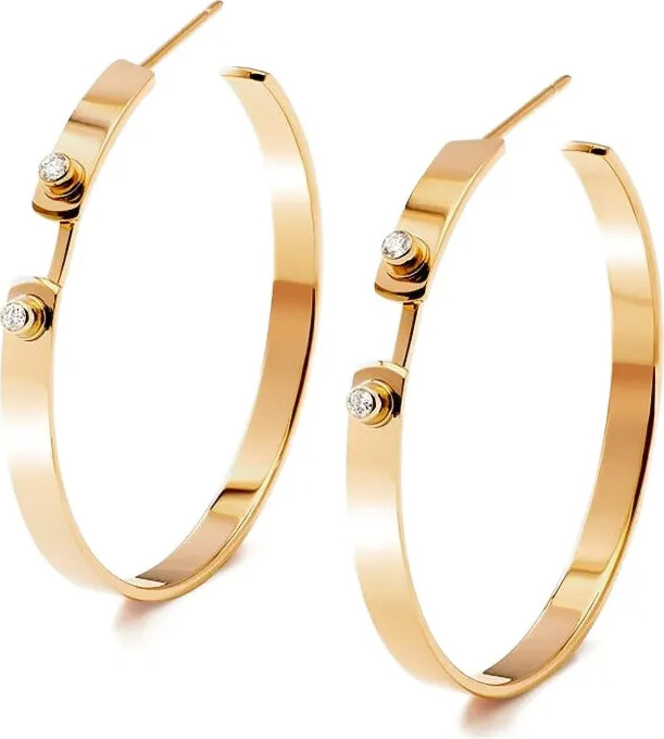 Nouvel Heritage 18K recycled yellow gold Monday Morning Mood diamond hoop earrings