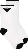 Thumbnail for your product : Prada white logo stitched socks