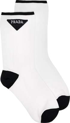 Prada white logo stitched socks
