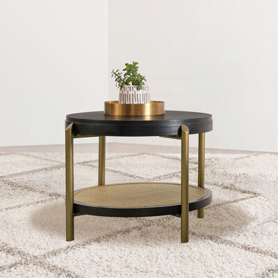 Alcott Hill Benson Black Round End Table