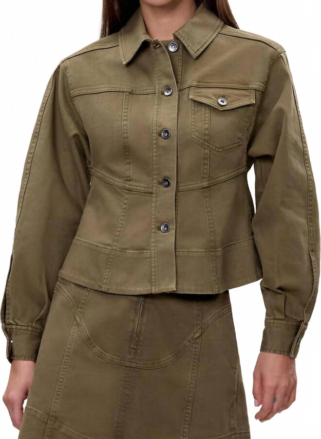 Rebecca Taylor Carmen Garment Dyed Jacket In Olive