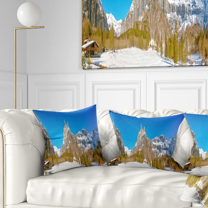 Designart Sixt Fer a Cheval Panoramic View - Landscape Printed Throw Pillow - 18x18