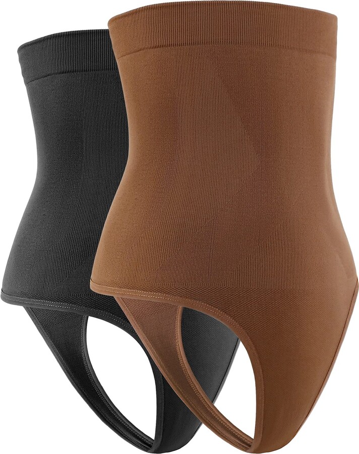 Cinvik Thong Shapewear for Women Strapless Tummy Control Underwear High  Waist Seamless Core Shaper 2XL 