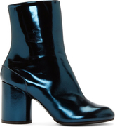 Thumbnail for your product : Maison Martin Margiela 7812 Maison Martin Margiela Navy Metallic Leather Ankle Boots