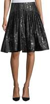 Carolina Herrera Jacquard Metallic Pleated Party Skirt
