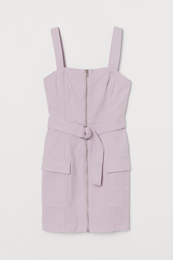 purple overall dress