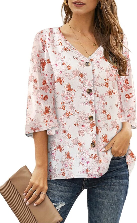 Neon Rose Oversized blouse volledige print casual uitstraling Mode Blouses Oversized blouses 
