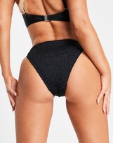 Thumbnail for your product : South Beach exclusive mix and match crinkle high waist bikini bottom in black
