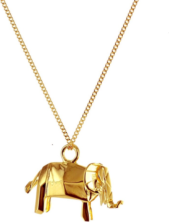 Origami Jewellery Mini Elephant Necklace Gold