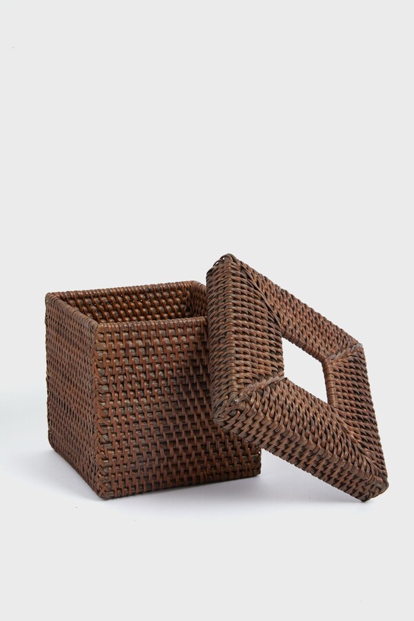 Tuckernuck Home Dark Brown Rattan Tissue Box Cover