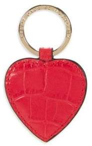 Smythson Mara Heart Leather Keyring - Red