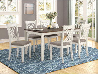 One Allium Way Chestnut And Vintage White 7-Piece Dining Set