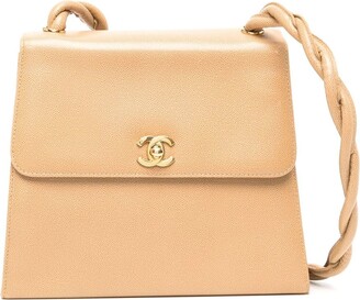 Pre-Owned CHANEL Shoulder Bag Wild Stitch Coco Mark On The Road Beige  Women's Matte Caviar Skin (Good) 