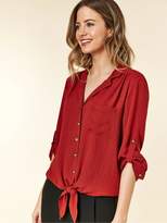 Thumbnail for your product : Wallis Petite Linen Look Tie Front Shirt