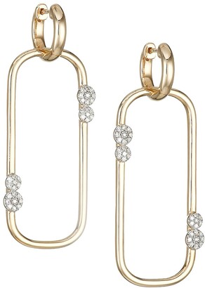 Phillips House Infinity 14K Yellow Gold & Diamond Long Box-Link Huggie Earrings