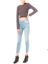 Thumbnail for your product : Edith A. Miller Black & Rose Stripe Crew Neck Crop Top