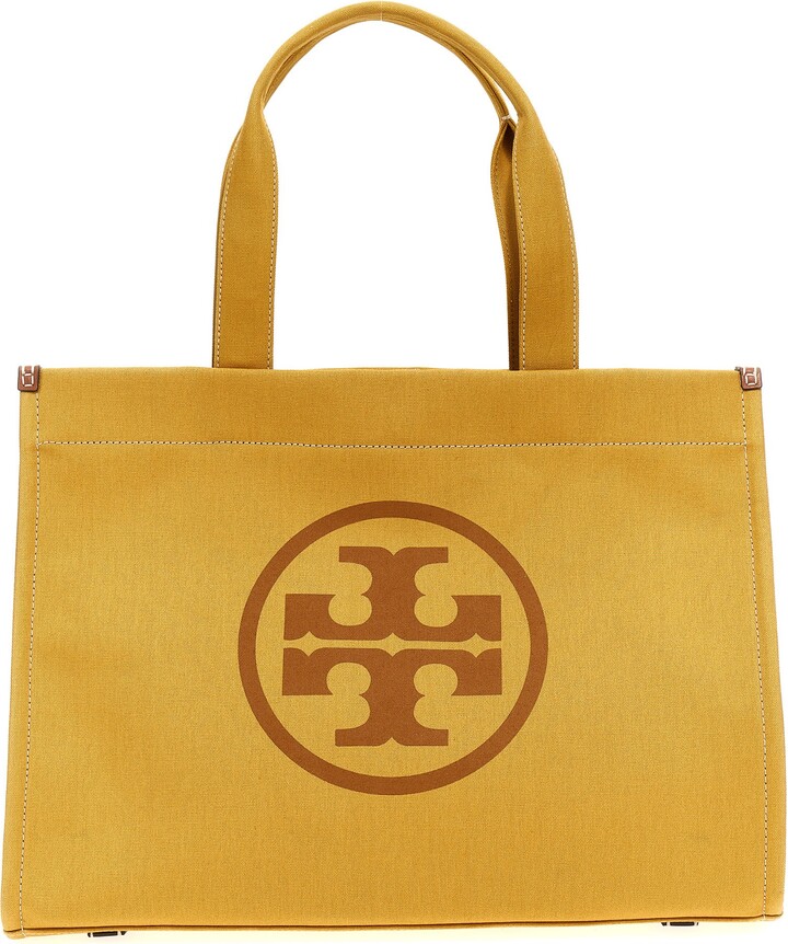 Tory Burch Navy Blue/Beige Coated Canvas T Monogram Tote Tory