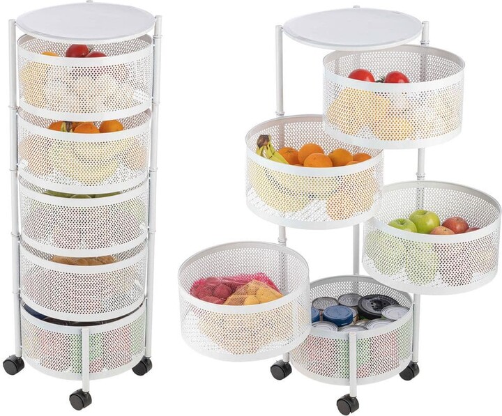 Home-Complete 5 Tier Rolling Kitchen Cart, White