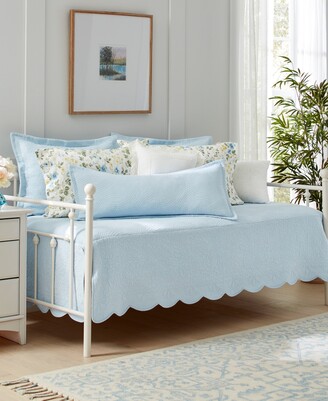 Laura Ashley Solid Trellis Cotton 4 Piece Daybed Set