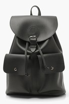 Thumbnail for your product : boohoo Faux Leather Double Pocket Buckle Backpack