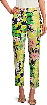 Aubree Boca Blooms Herringbone Print Straight Pants